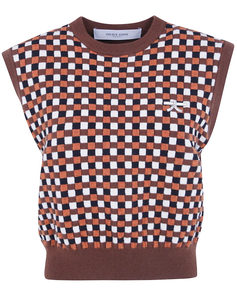 Golden Goose Sweater Wool Chess 3D "Journey Roby Brown