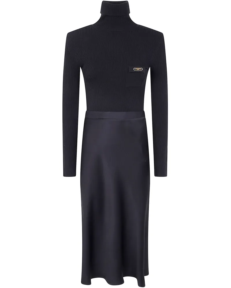 Elisabetta Franchi Double Fabric Dress Black