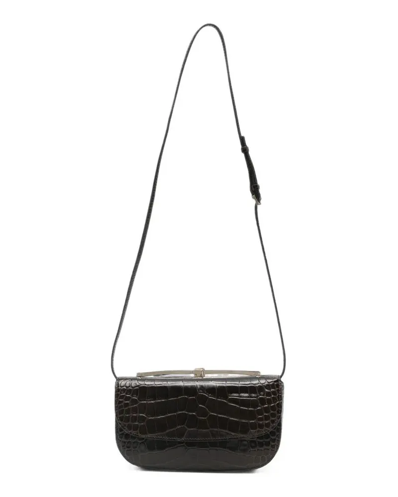 Tom Ford Clutch Printed Croc "Tumbled Soft Printed Croc Mini Bag Brown