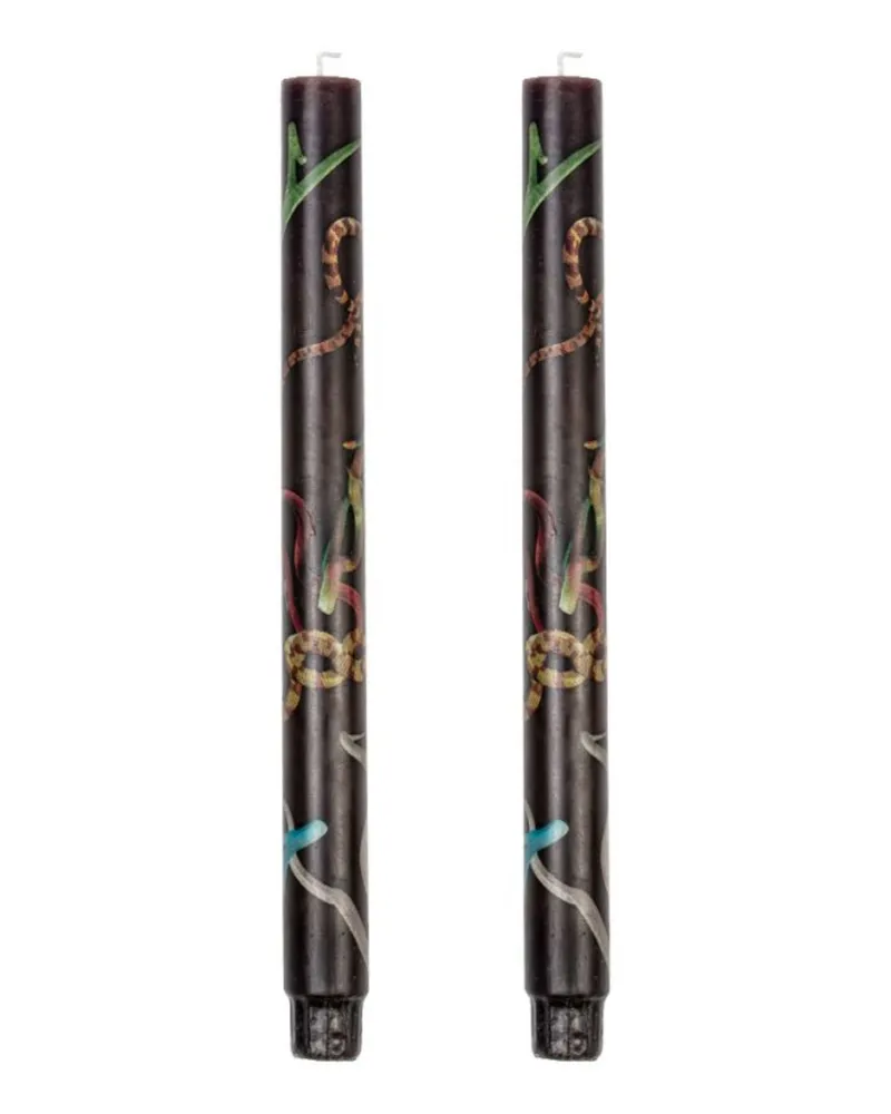 Seletti Toiletpaper Snakes Black" Double Set Candels Cm 2.3 X 2.3 H 2 Multi