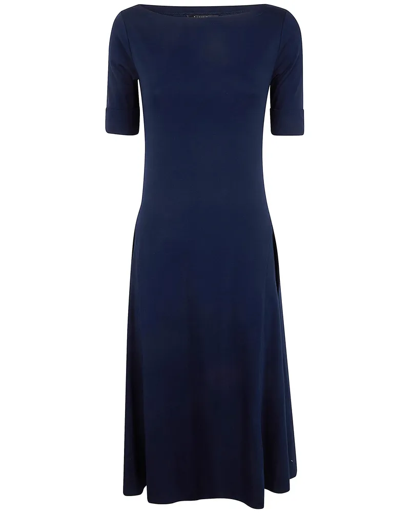 Ralph Lauren Munzie" Elbow Sleeves Day Dress Blue