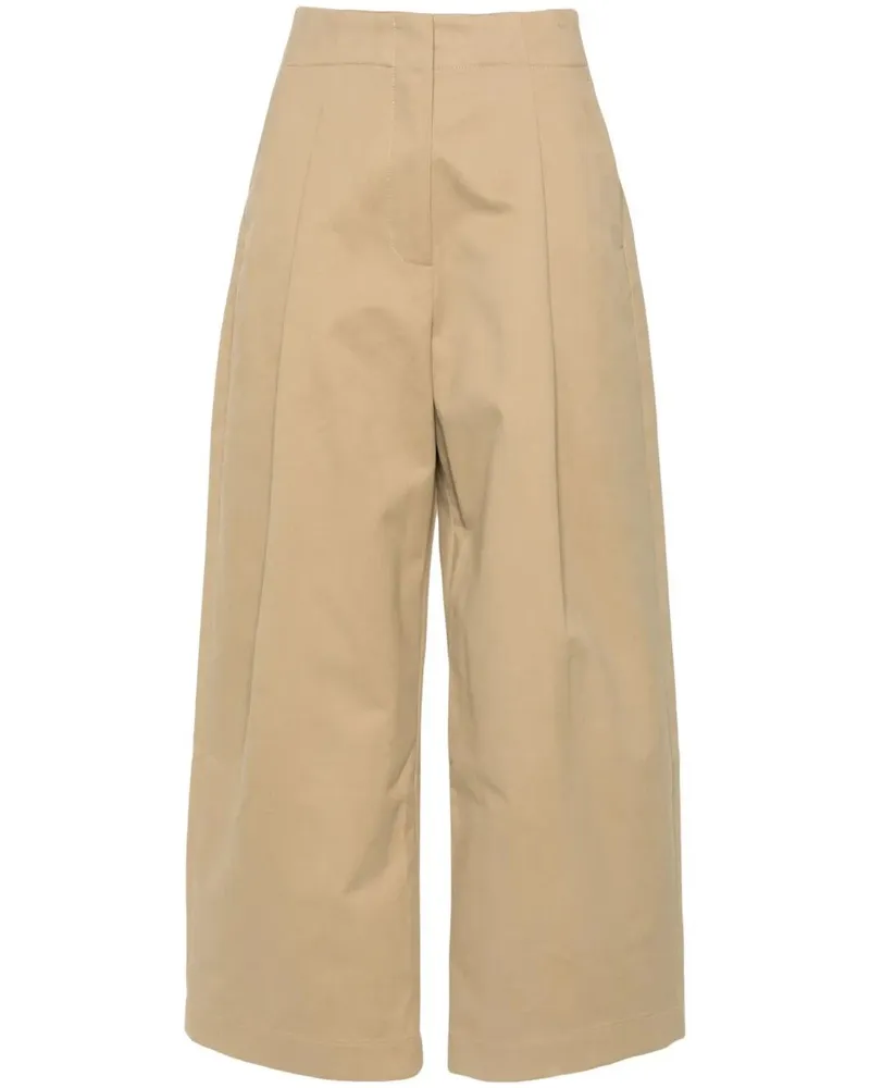 Studio Nicholson Dordoni" Deep Pleat Volume Ankle Crop Trousers Beige