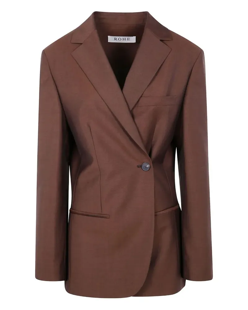 Róhe Dual Tone Piqué Overlap Suit Jacket Brown
