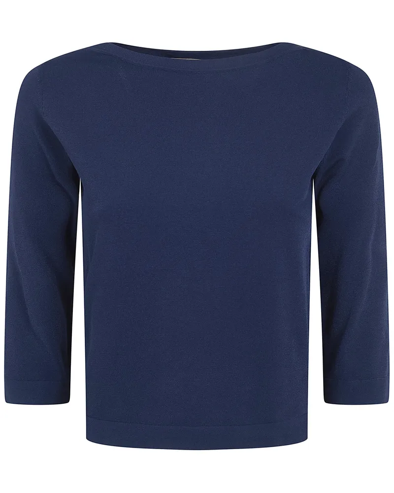 Nuur Boat Neck 3/4 Sleeves Sweater Blue