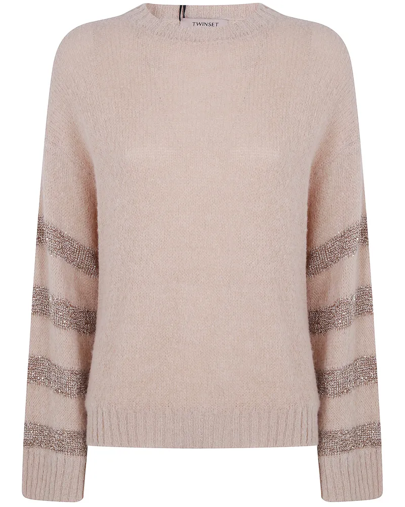 Twin-Set Sweater Round Neck "Sandy Brown Hemp Gold Beige