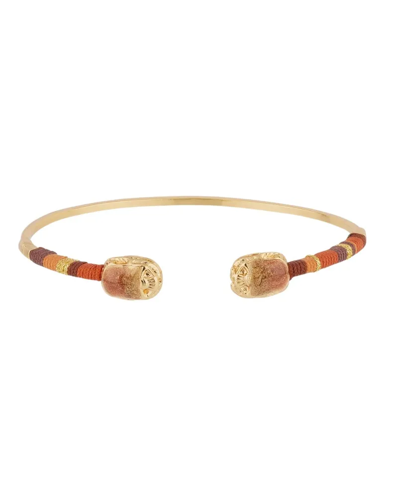 Gas Bijoux Bracc Duality Scara" Gold Plated And Enamel And Cotton Thr Metallic