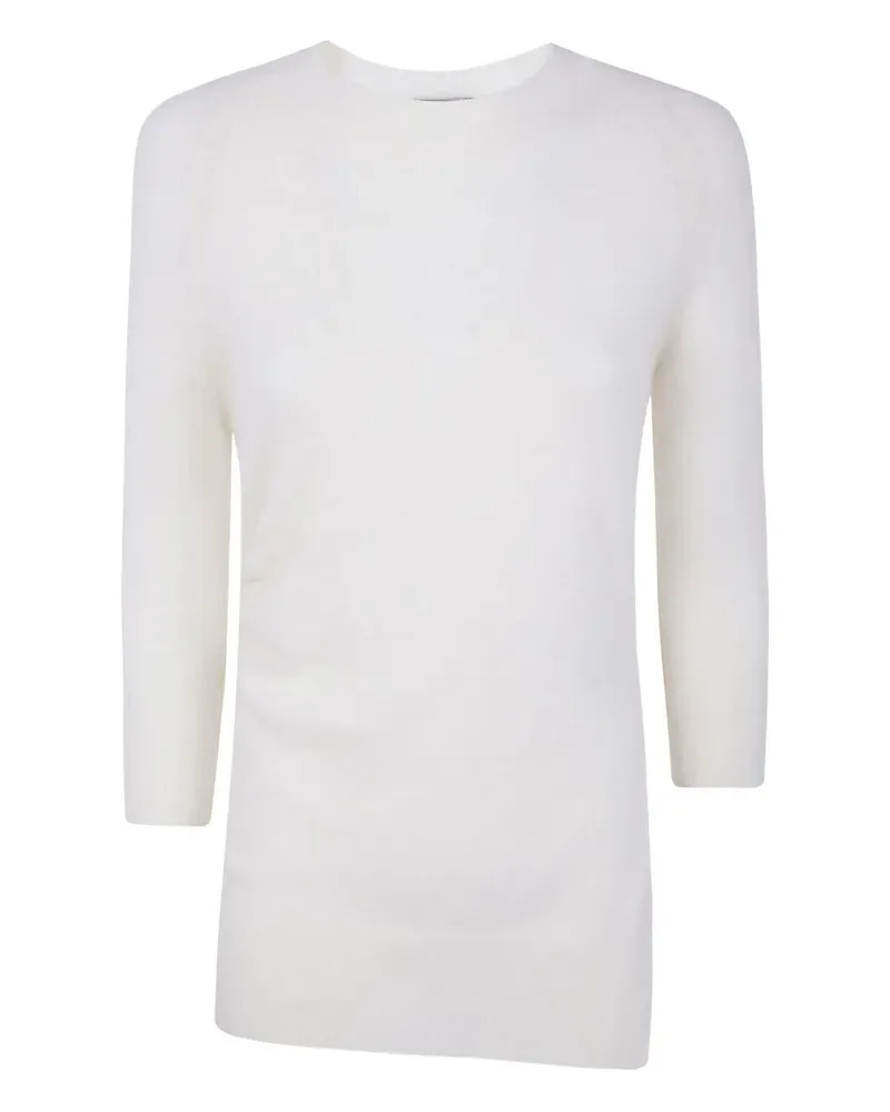 MRZ Asymmetric Round Neck Sweater White
