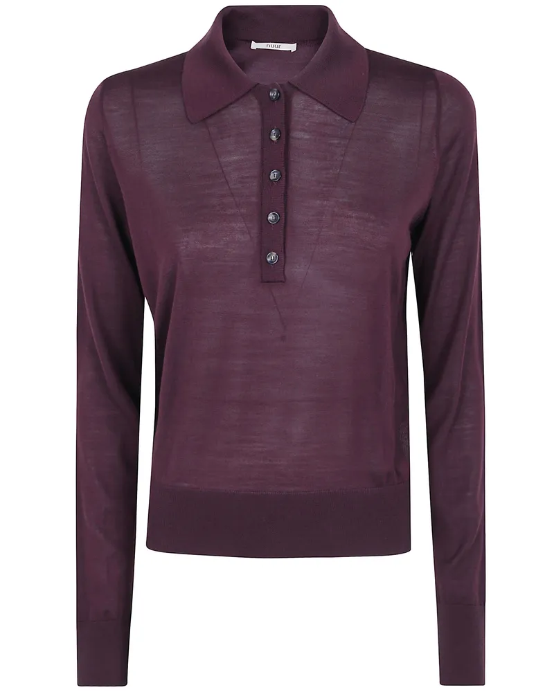 Nuur Long Sleeve Polo Neck Sweater Red