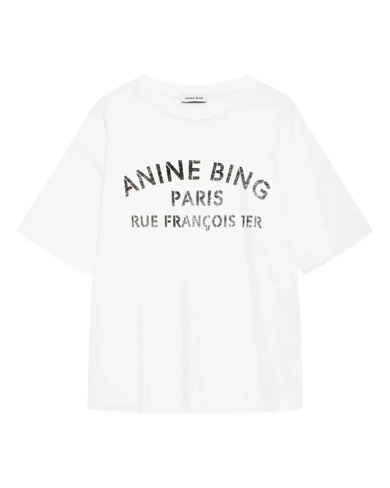 Anine Bing Cohen Tee Paris Stencil" T-Shirt White
