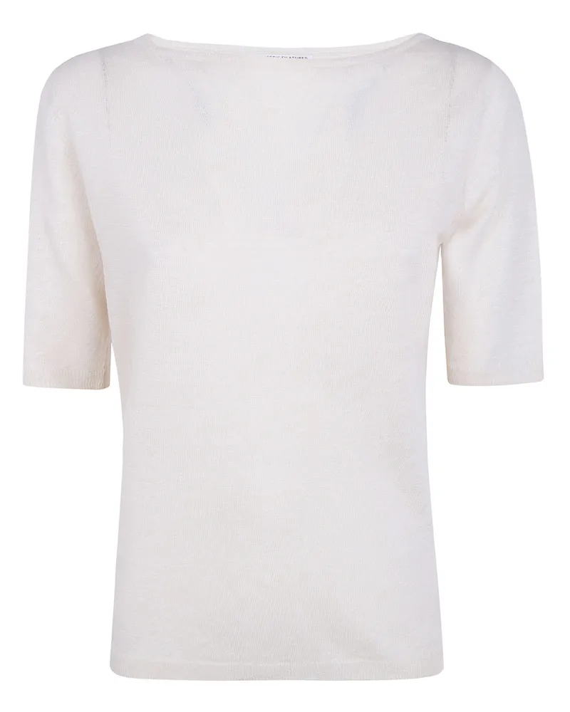 Majestic Linen Boat Neck Sweater White