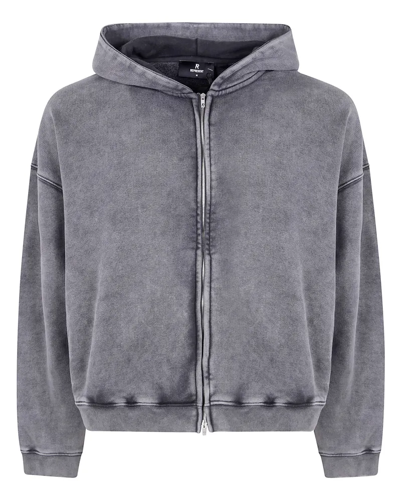 REPRESENT Initial" Boxy Oversized Zip Through Hoodie Gray