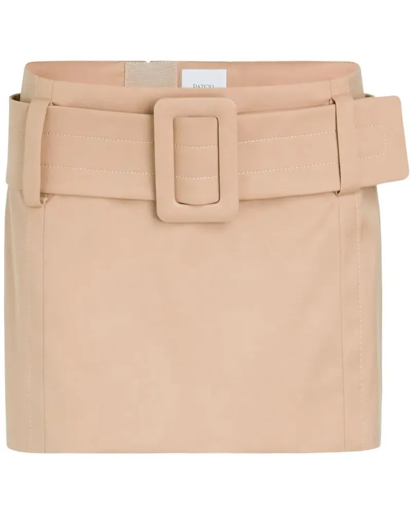 Patou Mini Belted Skirt Beige