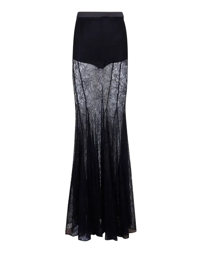 Elisabetta Franchi Long Flamenco Skirt Black