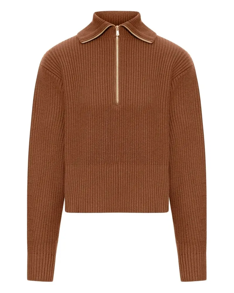Max Mara Nadar Half Zip Sweater Brown