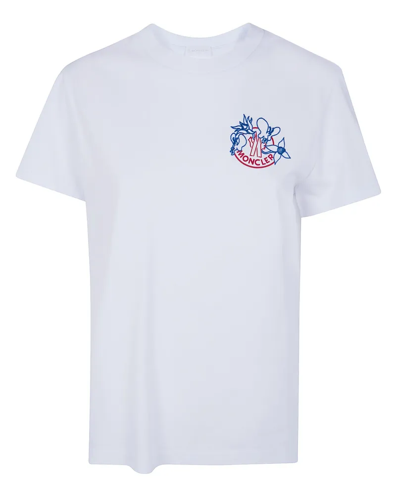 Moncler Short Sleeves Heavy Combed Cotton Jersey T-Shirt White
