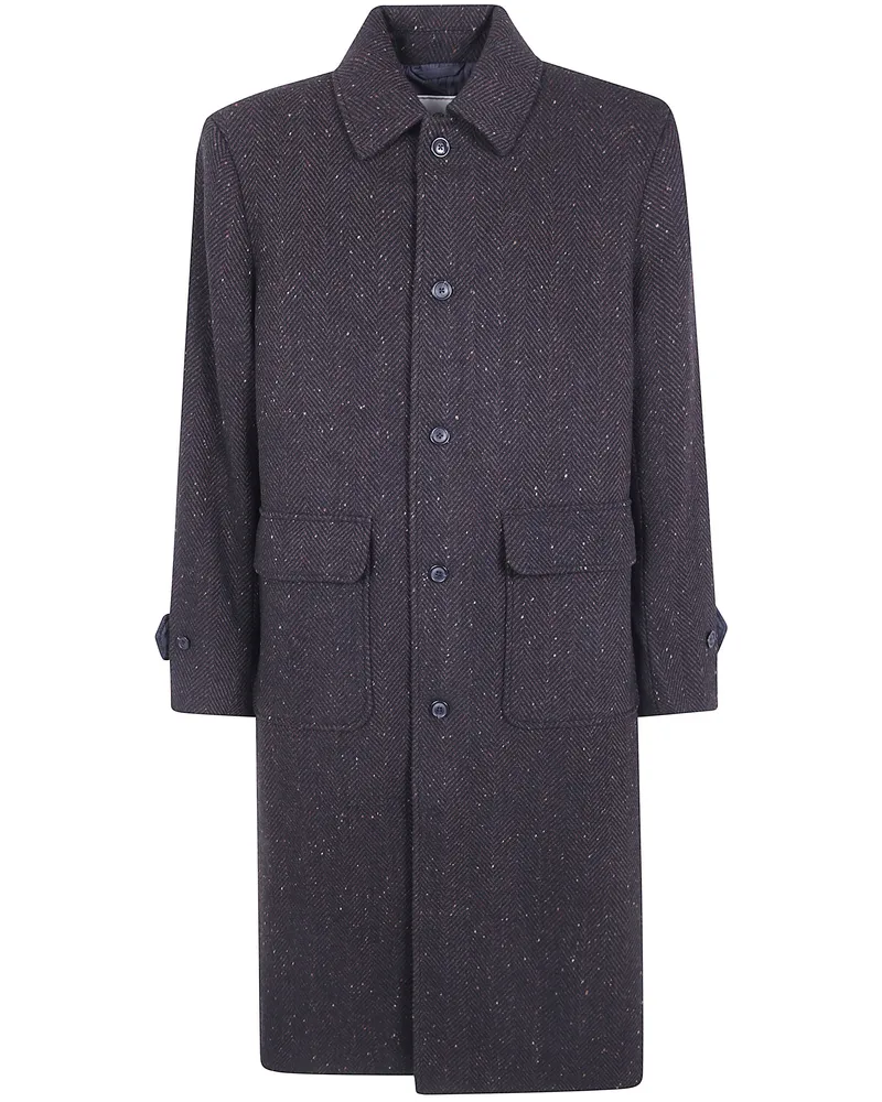 LES DEUX Coat Herringbone "Herringbone Wool Coat Brown