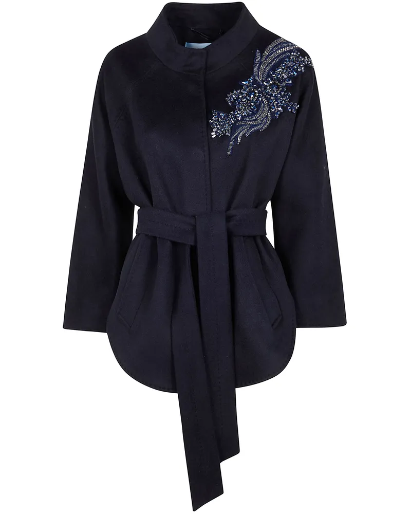 Blumarine Panno Wool Basic Short Coat Blue