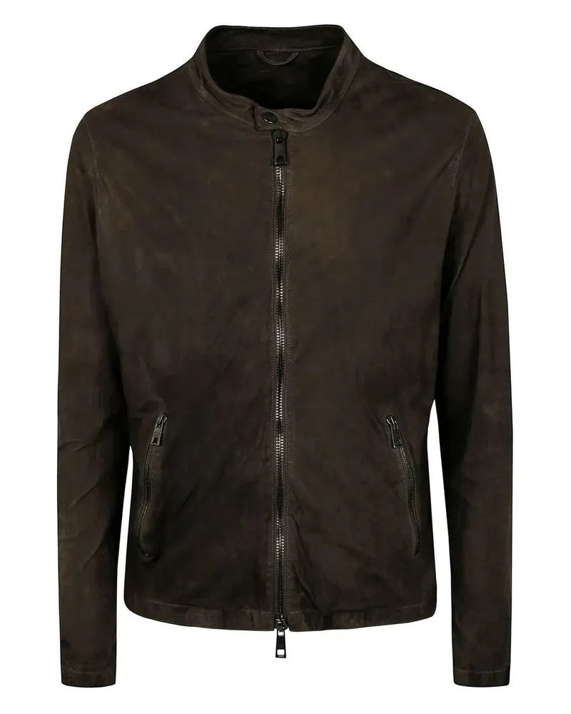 Giorgio Brato Veg Lamb Leather Biker Jacket Gray