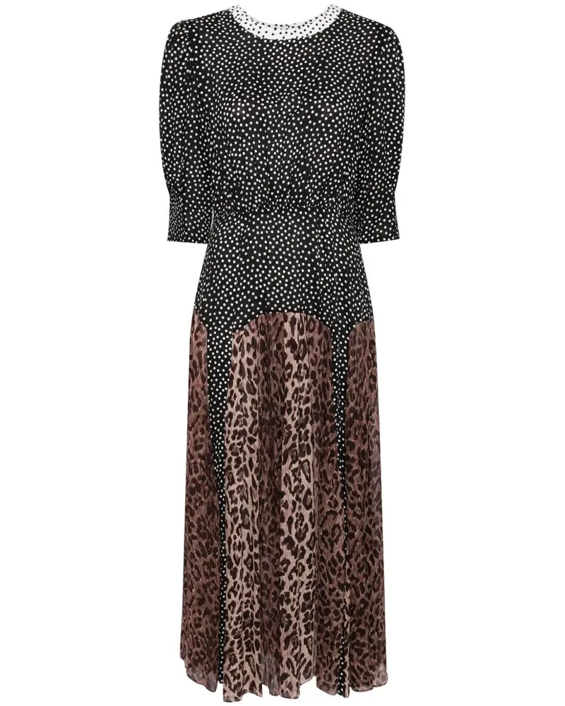 RIXO Meg" Dress Leopard Polka Dot Gray