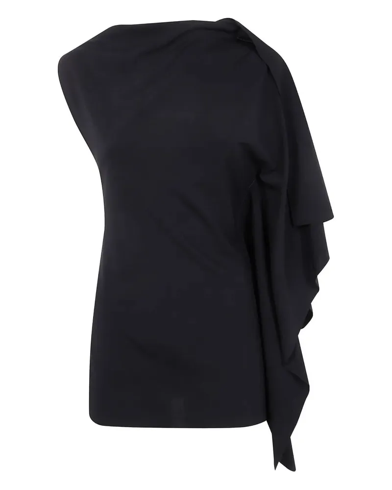 Max Mara Milan Stretch Asymmetrical "Fiorella" Top Black