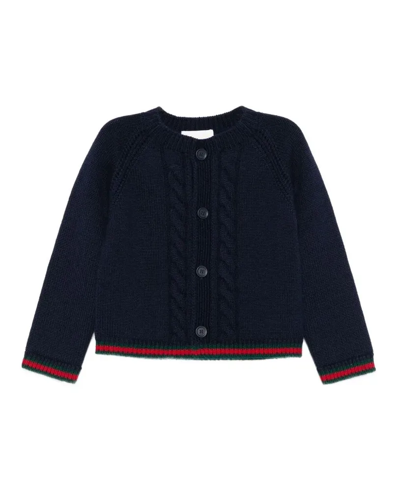 Gucci Baby Long Sleeves Cardigan Wool Plain Stretch Wool Blue