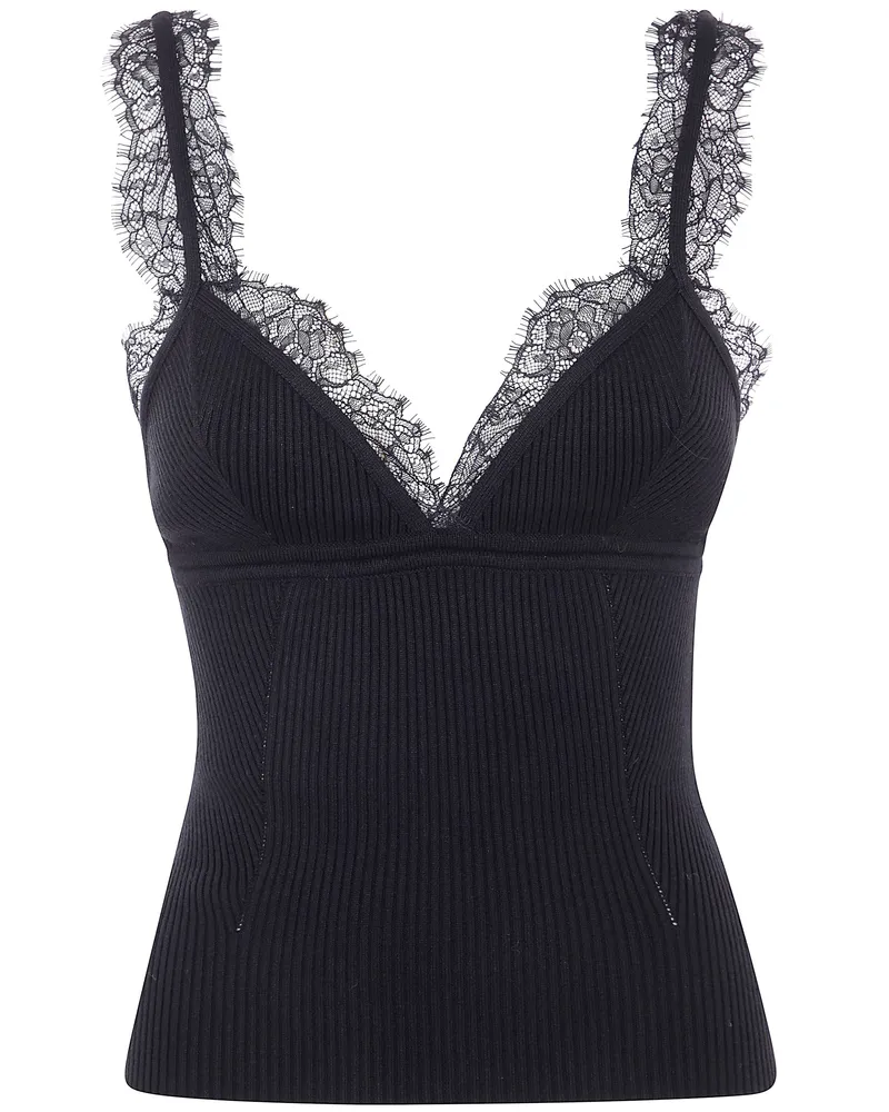 Blumarine Tank Top Insert Lace Black