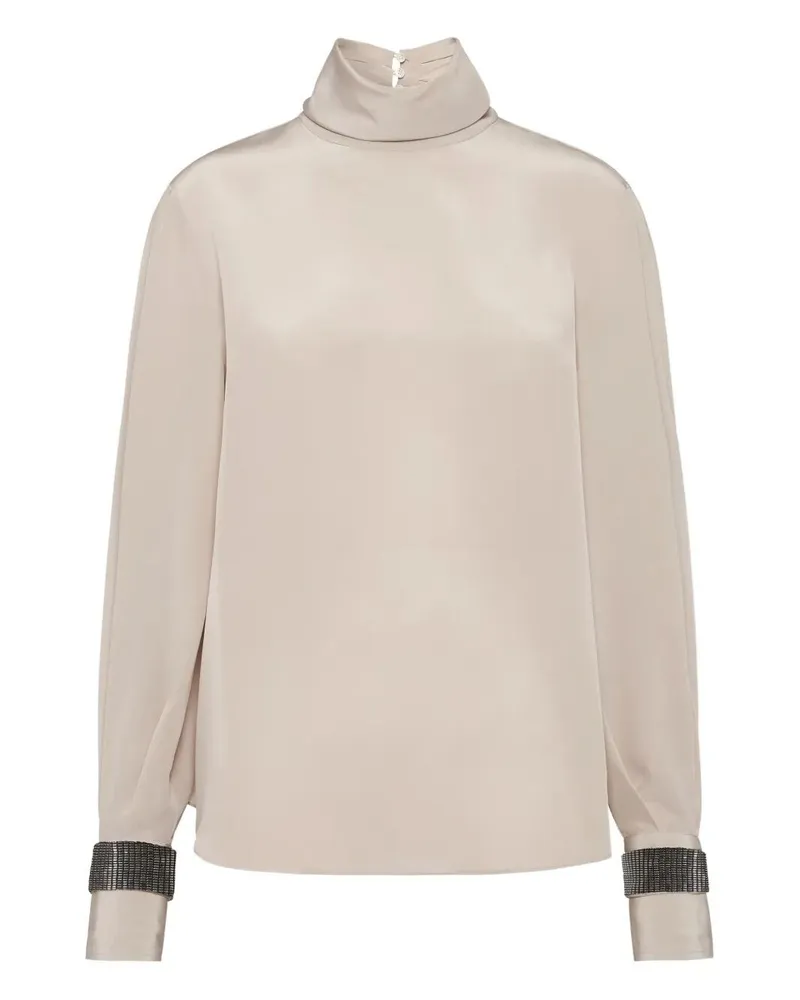 Brunello Cucinelli Turtle Neck Blouse Beige