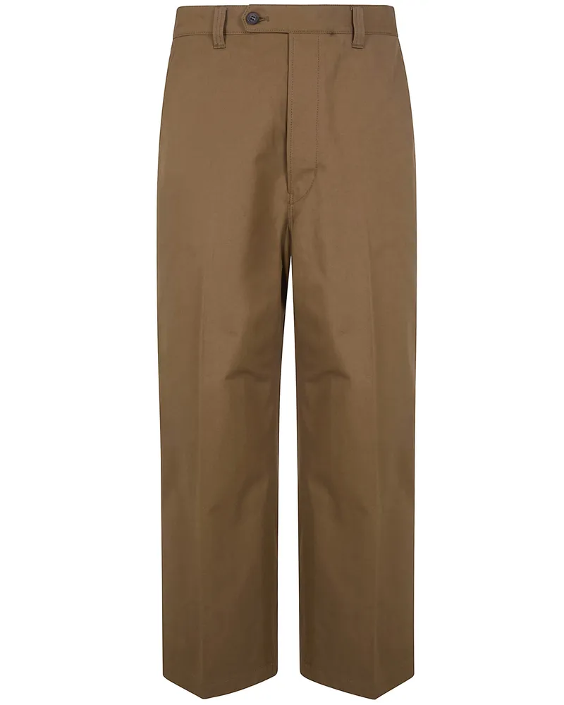 Comme des Garçons Cotton Wide Straight Leg Trousers Brown