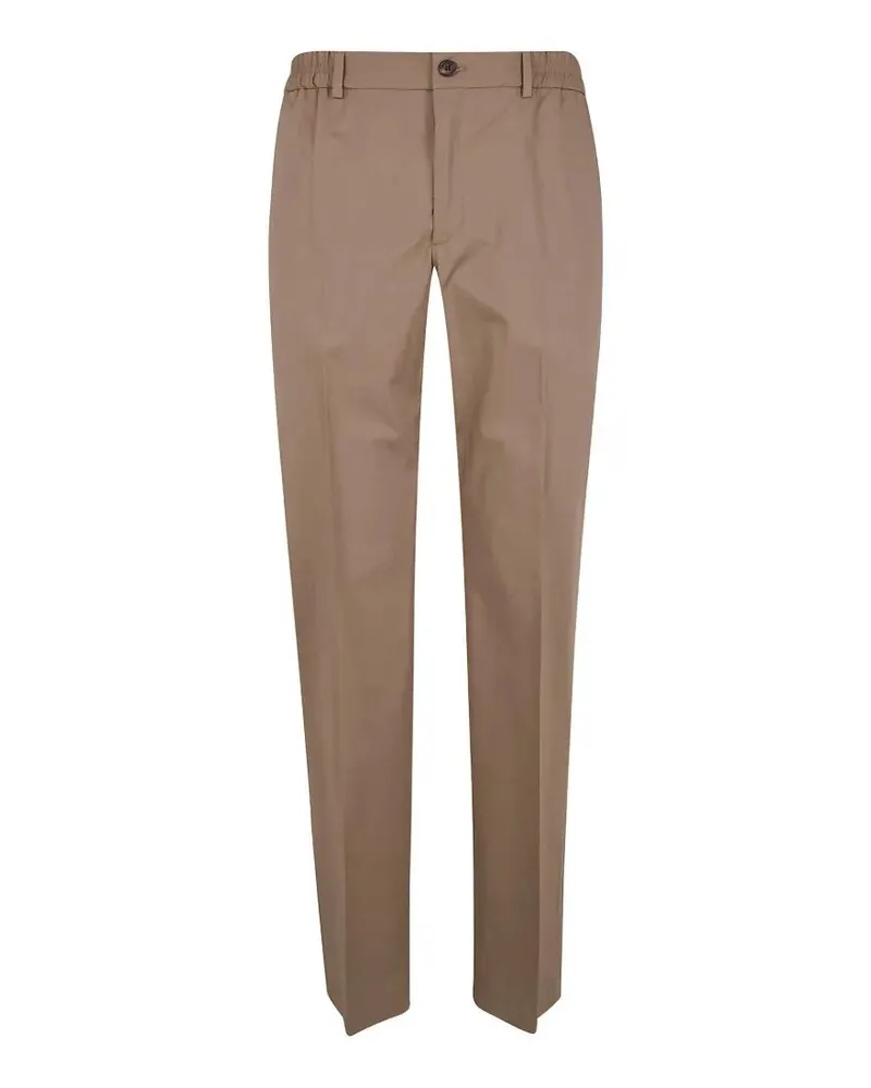 Incotex Elastic Waist Chino Trousers Brown