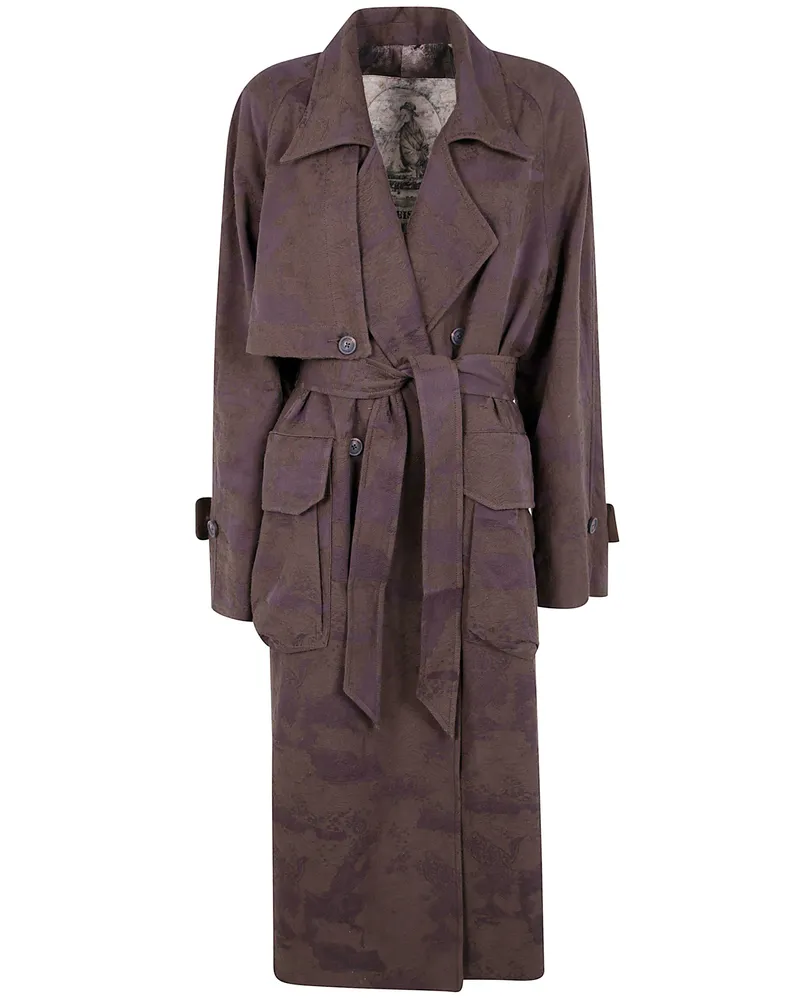 Ziggy Chen Jacquard Trench Coat Multi
