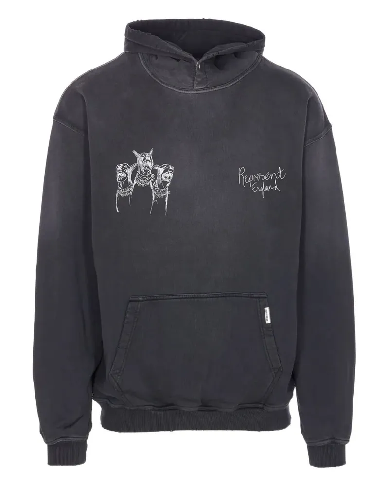 REPRESENT Hand Drawn Thoroughbred Dogs' Hoodie Black