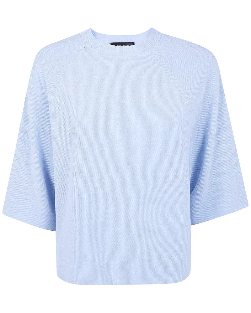 Fabiana Filippi Cropped Round Neck Sweater Blue