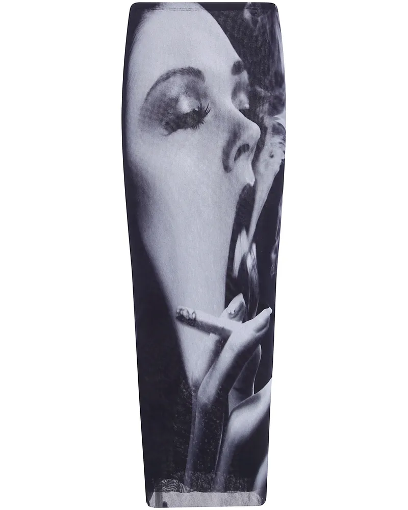Jean Paul Gaultier Mesh Long Skirt "Smoking Women Black