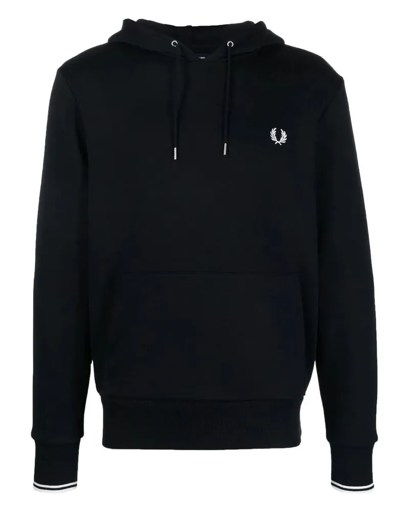 Fred Perry Fred Perry" Tipped Hooded Sweatshirt Blue