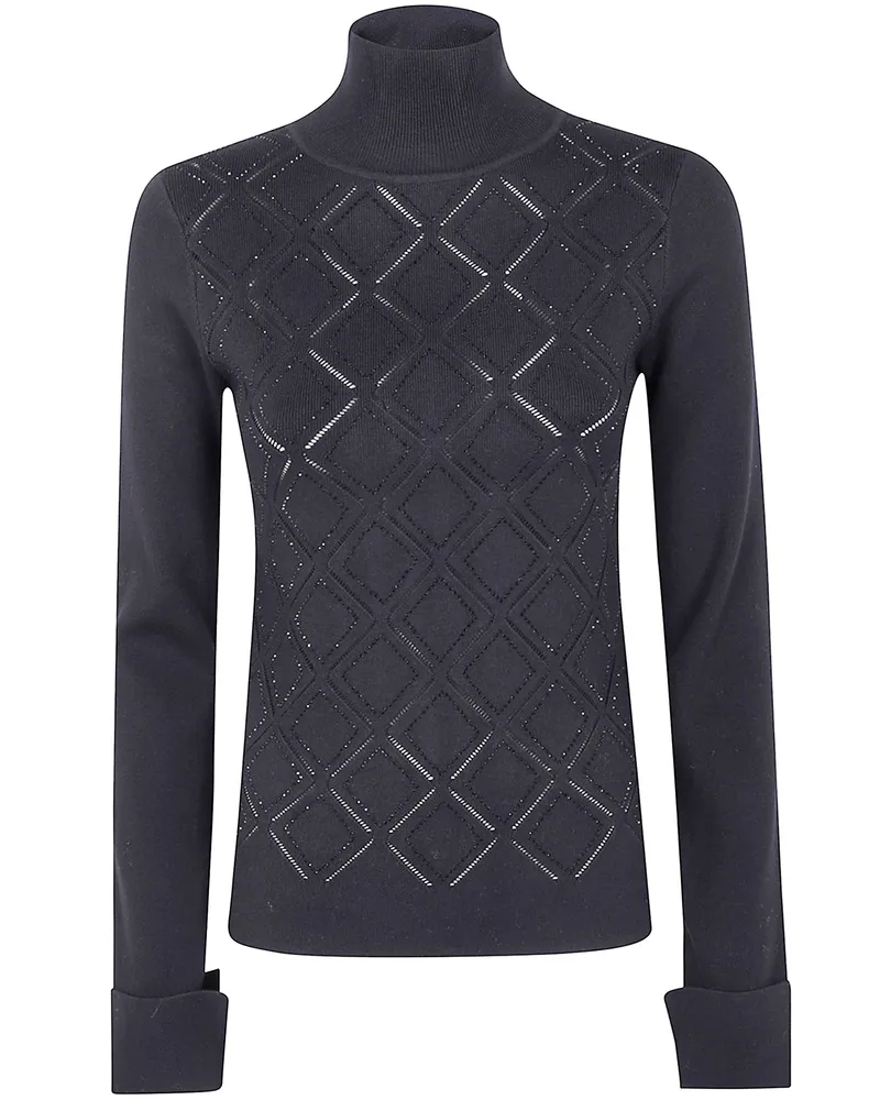 Blumarine Viscose High Neck Sweater Blue