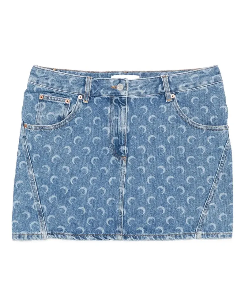 Marine Serre Moon" Laser Blue Wash Denim Mini Skirt Blue