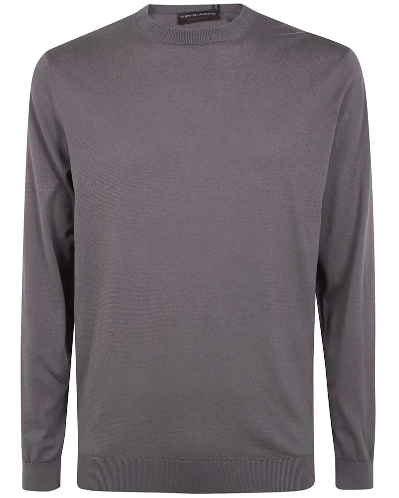 Filippo de Laurentiis Long Sleeves Round Neck Sweater Gray