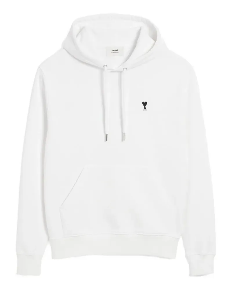 AMI Paris Contrasted "Ami De Coeur" Hoodie White