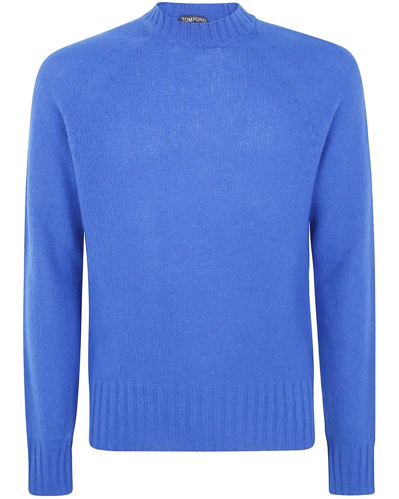 Tom Ford Sweater Seamless Brushed Cashmere Ls Crew Neck Blue