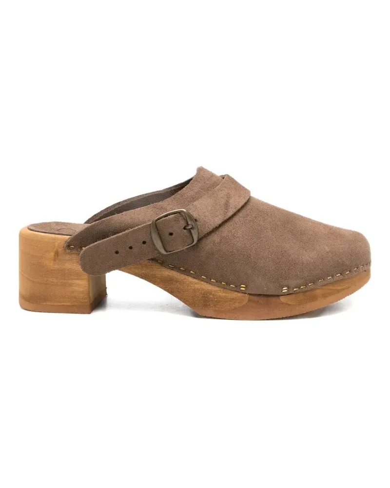 Bosabo Cuir Daim Medium Heel T. 050 Mule Green