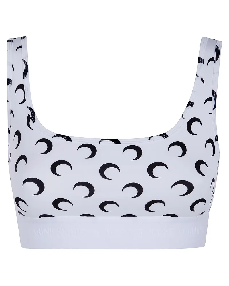Marine Serre Moon" Printed Jersey Sports Bra White