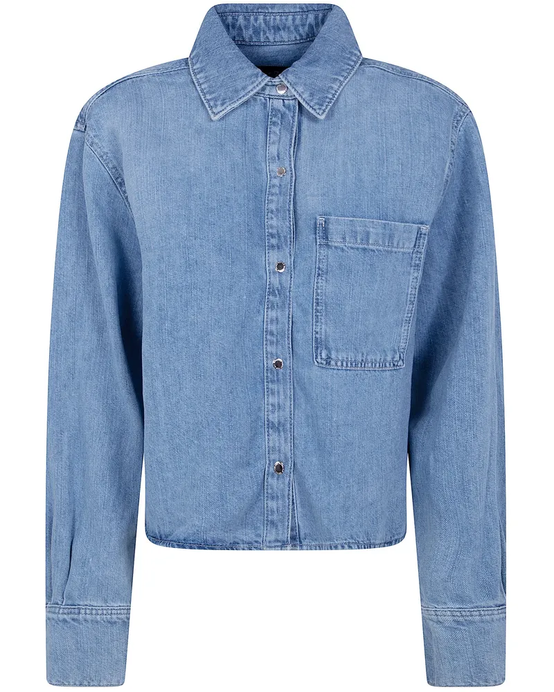 7 for all mankind Cropped Linen Shirt Blue