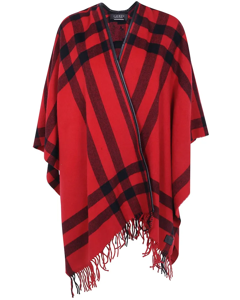 Ralph Lauren Poncho Fringes "Ruana Red