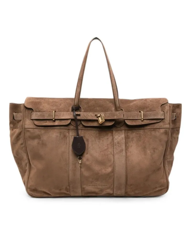 Brunello Cucinelli Travel Bag Leather "Vintage Travel Bag Brown