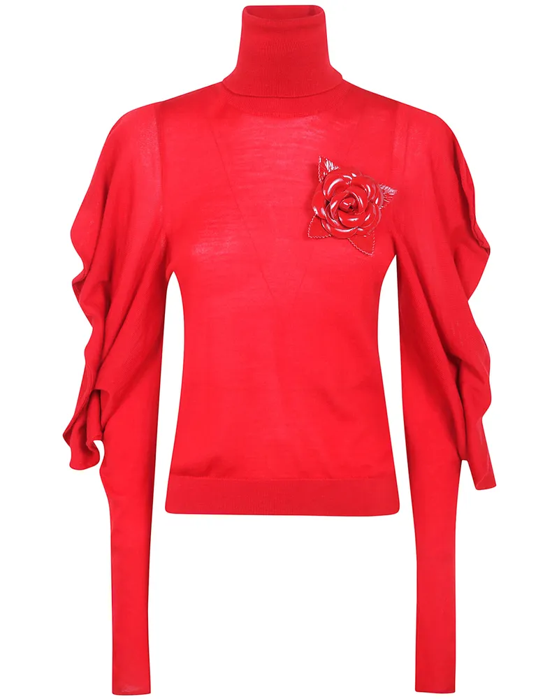 Blumarine Fine-Knit Wool Sweater Red