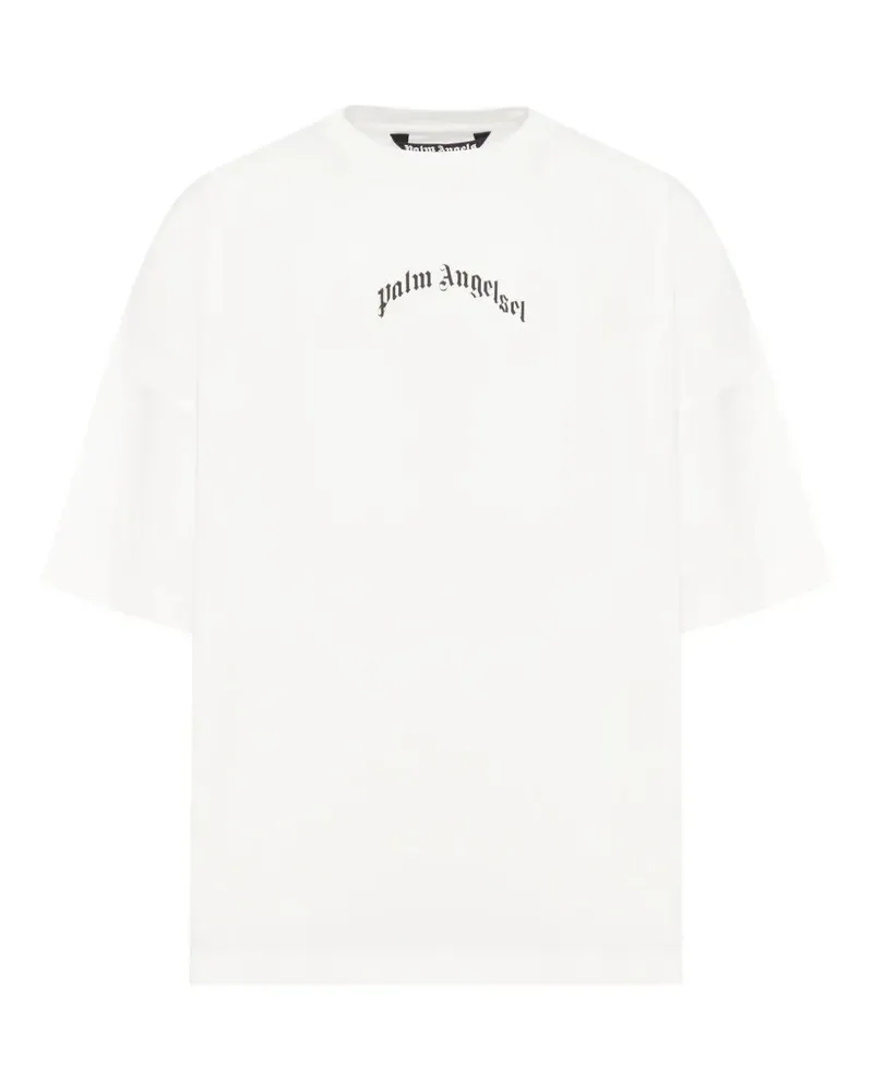 Palm Angels Back Curved Logo Oversized Short Sleeves T-Shirt White