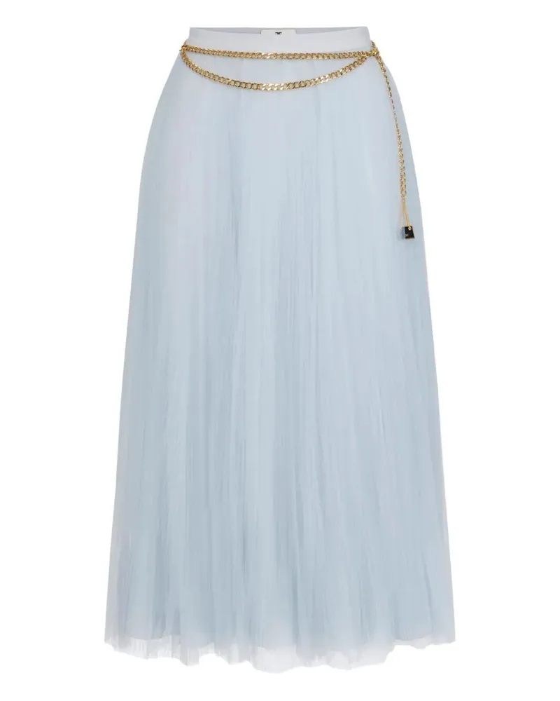 Elisabetta Franchi Belted Round Midi Skirt Gray