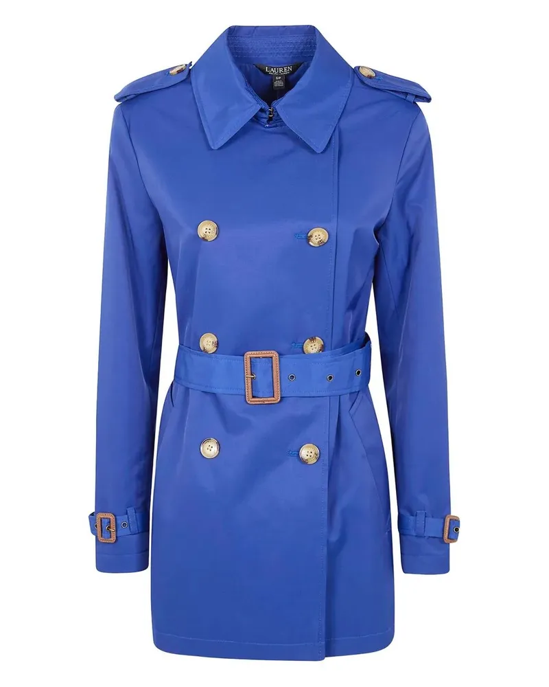 Ralph Lauren Double Breasted Belted Trench 30" Lined Coat Blue