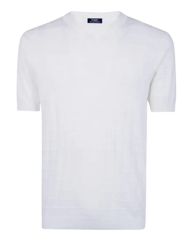 BARBA Net Fancy Round Neck Sweater White