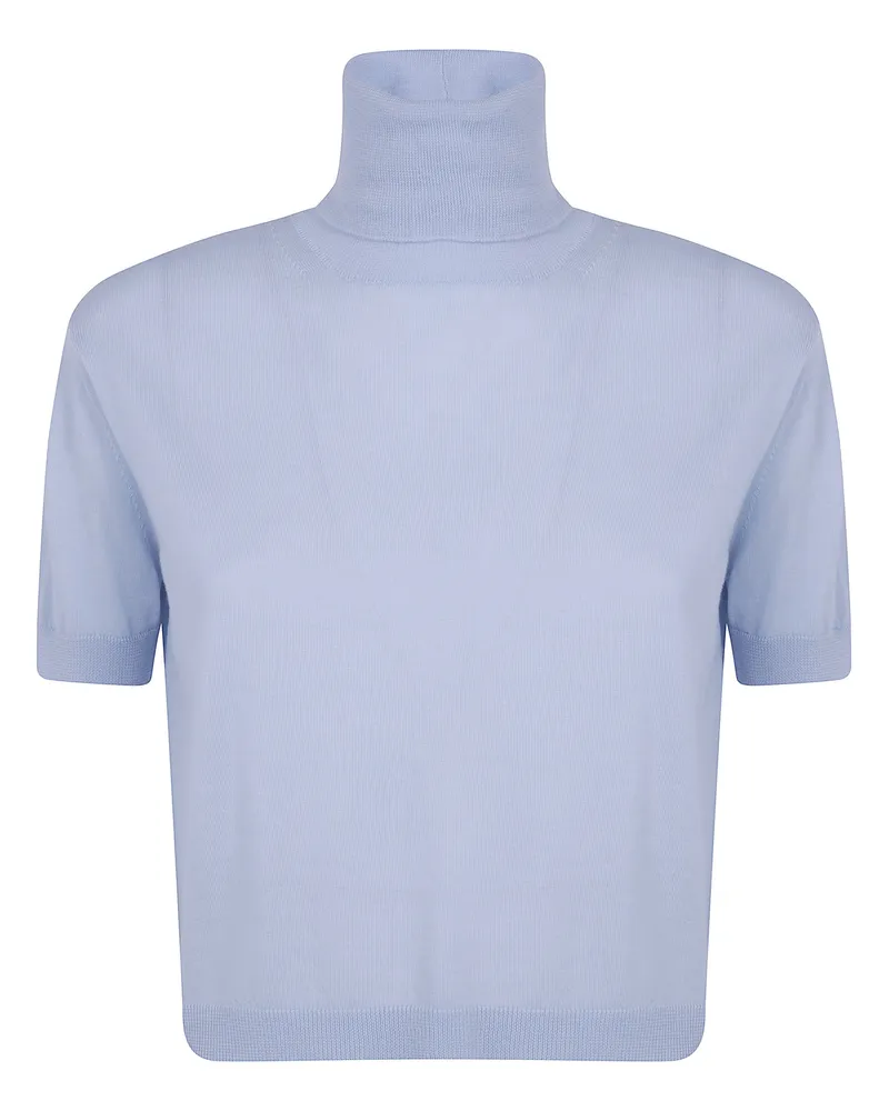 N° 21 Short-Sleeve Turtleneck Sweater Blue